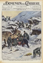 In Bolognola, in den Marken-Apenninen, hat eine riesige Schneelawine buchstäblich einen Teil des Dorfes begraben