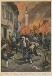 In Thessaloniki breitete sich ein nächtlicher Brand in einem Holzlagerhaus beängstigend aus