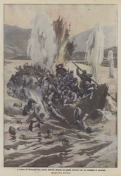 Östlich von Rovereto versenkt unsere Batterie ein großes Boot mit etwa hundert Österreichern