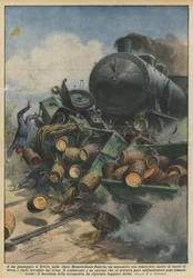 An einem Bahnübergang auf der Linie Montebelluna-Padua ein Lastwagen mit Anhänger