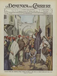 Offizielle Annexion von Tripolitanien an Italien, Ausrufer, die auf Arabisch in den Straßen lesen