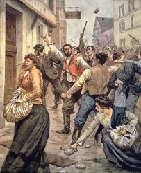 Antisemitische Unruhen in Mähren, Achille Beltrame (1871-1945), aus La domenica del Corriere, 12. November