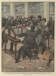 Kühner Diebstahlsversuch mit dem Bibabu durch elegante Diebe in den Büros einer Bank in Turin