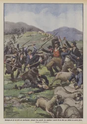 Kampf um zivile Nutzung in den Marken, Bewohner eines Dorfes greifen die Hirten an