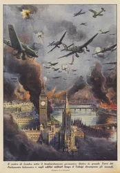 Zentrales London unter dem germanischen Bombenangriff