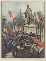 Einweihungszeremonie des Denkmals für den Patrioten G. Candiani im Veteranenhaus in Turate, das er gegründet hat