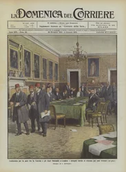 Friedenskonferenz zwischen der Türkei und den Balkanstaaten in London, die türkischen Delegierten...