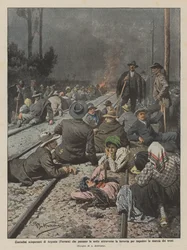 Streikende Bauern von Argenta (Ferrara) verbringen die Nacht auf der Eisenbahnstrecke