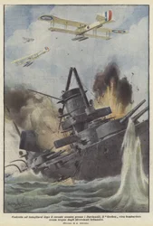 Gezwungen, sich nach dem jüngsten Gefecht bei den Dardanellen auf Grund zu setzen, wird der Goeben bombardiert ?