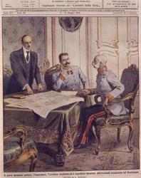 Titelillustration des Kaisers von Österreich, der über eine mögliche Besetzung Montenegros diskutiert