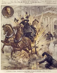 Titelillustration der Ermordung von Großfürst Sergei Alexandrowitsch Romanow durch eine Terrorbombe in Moskau, Russland