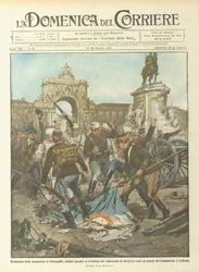 Niedergang der Monarchie in Portugal, Soldaten, die zu den Aufständischen übergelaufen sind, treten die Flagge