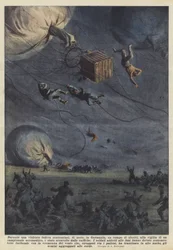 Während eines heftigen Sturms, der nachts in Deutschland ausbrach, ein Feld von Kugeln