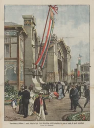 Ausstellung in Mailand, die neuen Pavillons für dekorative Kunst, die in weniger als einem Monat errichtet wurden