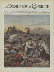 Die Schrecken und Leiden des Krieges, montenegrinische Frauen suchen ihre Angehörigen auf dem Schlachtfeld...