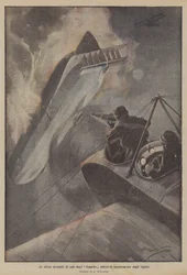 Die letzten Momente eines der kürzlich von den Engländern abgeschossenen Zeppeline