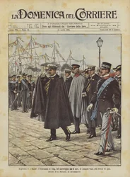 Wilhelm II. in Neapel, der Kaiser begibt sich am Nachmittag des 6. Mai zum Gala-Dinner in den Königspalast