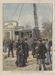 Guglielmo Marconi beobachtet in Mailand die Tests der ersten mobilen Funkstation