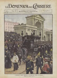 Die Beerdigung von Verdi in Mailand, der Durchzug des Trauerzugs über die Bastionen