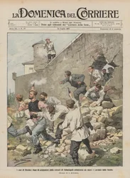 Die Fälle von Russland, Flucht von Gefangenen aus den Gefängnissen von Sewastopol durch eine von Bomben aufgerissene Mauer