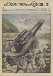 Die Kolosse unserer Artillerie, ein 305 beim Schuss