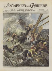 Die Dramen des Meeres, der Transatlantikliner Campania von einer gewaltigen Welle getroffen