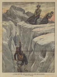 Die Dramen der Alpen, zwölf Stunden an einem Seil über einem Abgrund hängend