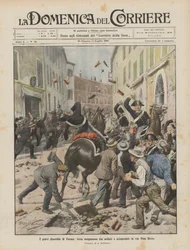 Die schweren Unruhen in Parma, blutiger Kampf zwischen Soldaten und Streikenden in der Via Nino Bixio