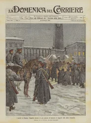 Die Unruhen in Russland, das aktuelle Aussehen eines Platzes in Warschau nach der Verhängung des Belagerungszustands