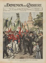 Die Veteranen aus allen Regionen Italiens marschieren in einem patriotischen Umzug durch Mailand