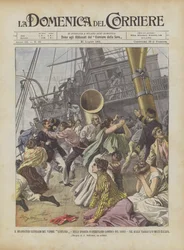 Das dramatische Schiffsunglück des Dampfers Lusitania am Strand von Ferryland (Nordamerika)