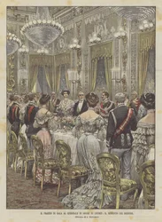 Das Galadinner im Quirinal zu Ehren von Loubet, der Moment der Trinksprüche