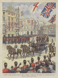 Die Rückkehr der Herzöge von York nach London von ihrer Reise nach Australien, der Umzug passiert Piccadilly