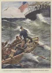 Die Rettung durch einen italienischen Schoner im Atlantischen Ozean, die Besatzung eines amerikanischen Schoners