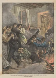 Der tragische Ball von Fucecchio (Florenz), ein brennender Boden, der während einer Feier einstürzt