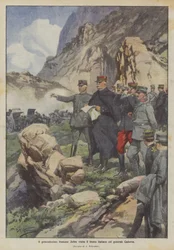 Der französische Generalissimus Joffre besucht die italienische Front mit General Cadorna