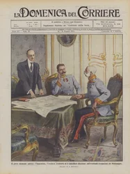 Der ernste politische Moment, der Kaiser, der Erzherzog und der Kanzler diskutieren