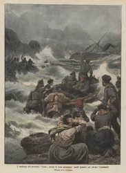 Das Schiffsunglück des Dampfers Luisa vor der portugiesischen Küste, vergebliche Versuche, die Besatzung zu retten