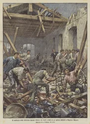 Das Unwetter der letzten Woche, Suche nach Toten und Verletzten in einer eingestürzten Fabrik in Musocco (Mailand)