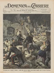 Das Erdbeben vom 23. Oktober in Kalabrien, Soldaten suchen nach den Leichen der Bewohner