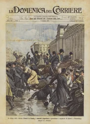 In Erwartung der liberalen Reformen in Russland, die Kosaken zerstreuen und schlagen die Freiheitskämpfer in St. Petersburg