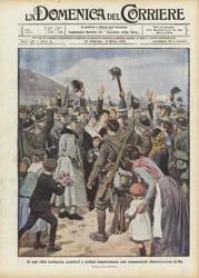 In einer lombardischen Stadt improvisieren Bürger und Soldaten eine rührende Demonstration für den König