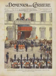 Einweihung der XXI. Legislaturperiode, der königliche Zug erreicht den Palazzo Madama in Rom am 16. dieses Monats