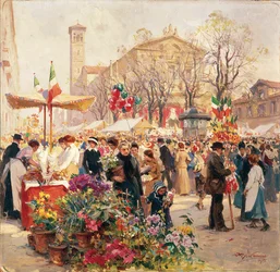 Italien, Mailand, Blumenschau auf der Piazza Sant