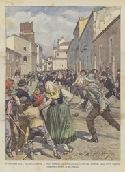 Die Unruhen in Kalabrien, die schweren Unruhen in Cassano-Jonio zur Forderung neuer Eisenbahnen