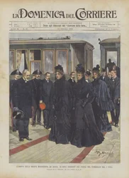 Die Ankunft der Königin Margherita in Arona, von wo sie am Nachmittag des 2. dieses Monats nach Stresa weiterreiste