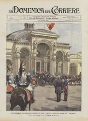 Die Einweihung der Nationalen Hygienemesse in Neapel, die Ankunft der Monarchen im Auditorium