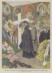 Die Blumenehrerbietung der lombardischen Damen am Ort, wo...