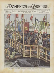 Die Einweihungszeremonie der neuen Pontonbrücke über den Po zwischen Sermide und Massa Superiore
