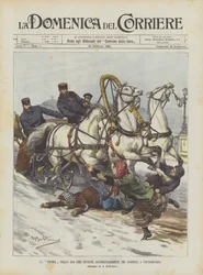 Die Troika des Zaren überfährt versehentlich drei Mädchen in St. Petersburg